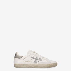 Zapatillas Premiata Stevend VAR8127 en blanco para mujer. Sneakers retro-running con suela de goma y logo lateral.